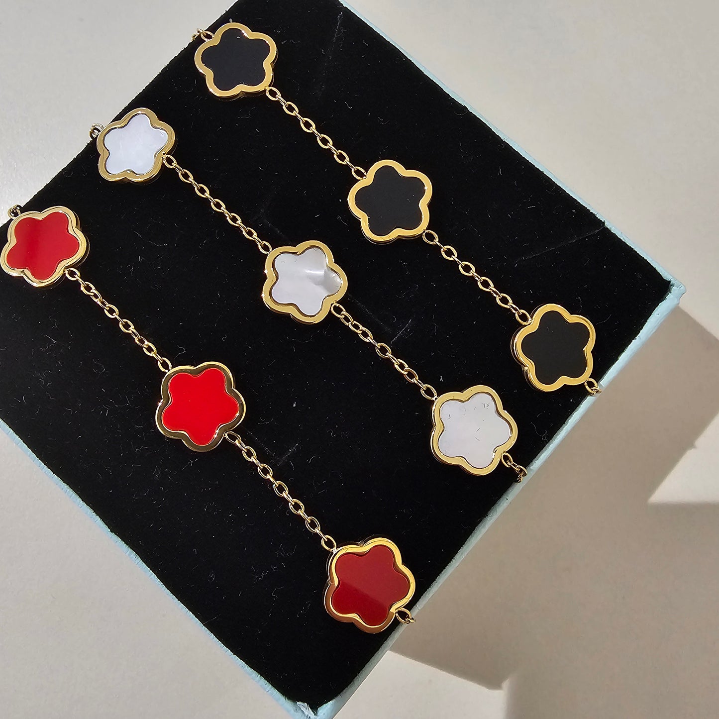 Clover Armband Rot | Gold