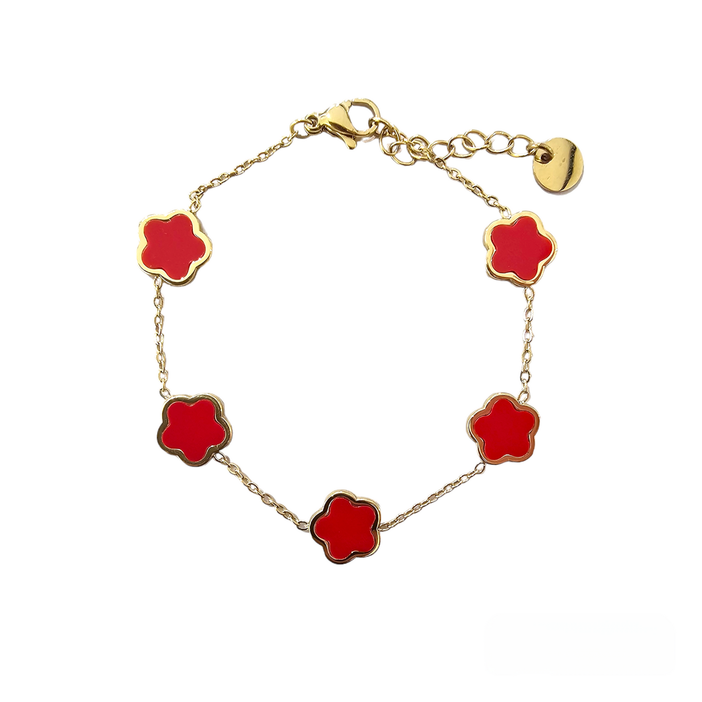 Clover Armband Rot | Gold